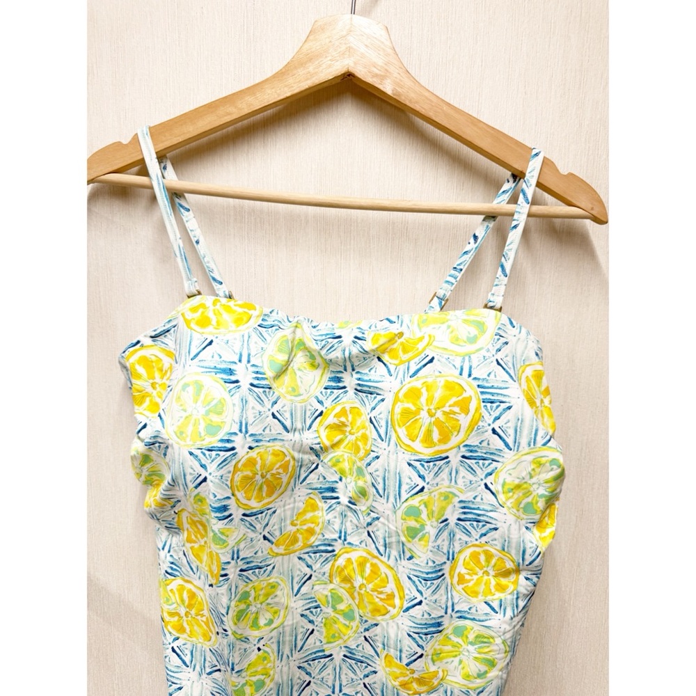 NWT Lands End Limes & Lemons Bandeau One-Piece Swimsuit Tummy Control, Size 18 - Picture 3 of 11